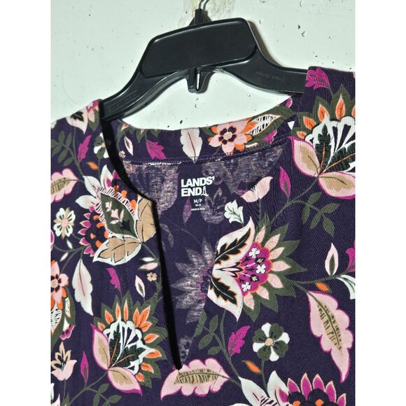 Lands End Floral Sleeveless Mini Dress Size Petite Medium MP 10/12 Summer Boho - Picture 3 of 12